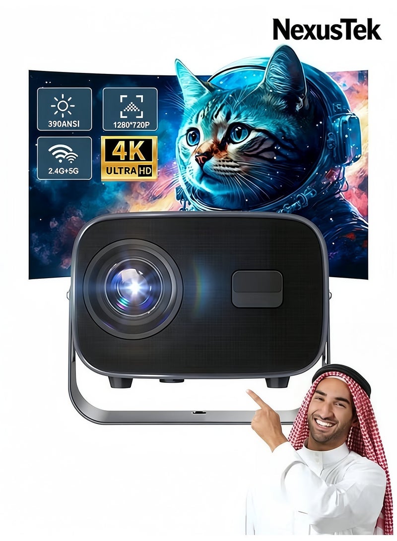 NexusTek 2026 Flagship Edition LED Portable Projector | True 4K Full HD, Smart WiFi, 200" Giant Screen, Electric Focus & Correction, Android 11.0, 5G Dual-Band Bluetooth, Mobile Cinema, Universal Compatibility - Image 1